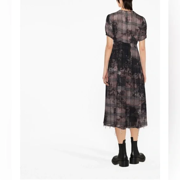 R13 bleached-effect midi shift dress Medium - Picture 4 of 5